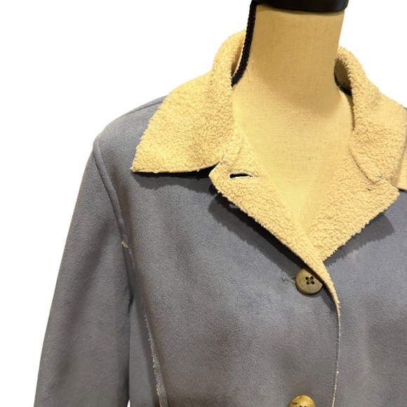 L.L Bean Women's Coat Jacket Large  Button Front Chamois Fleece lining Boho - Picture 5 of 13